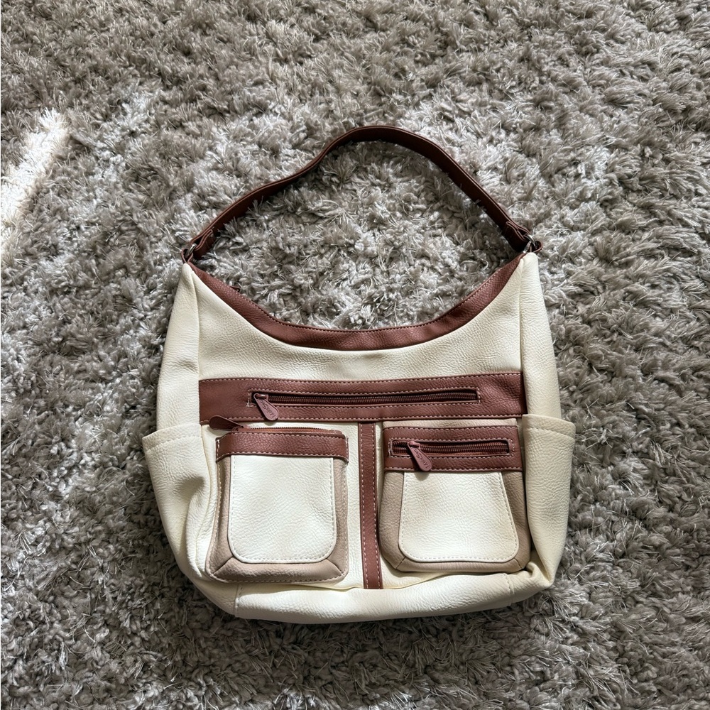 Multisac Cream and Brown Shoulder Bag